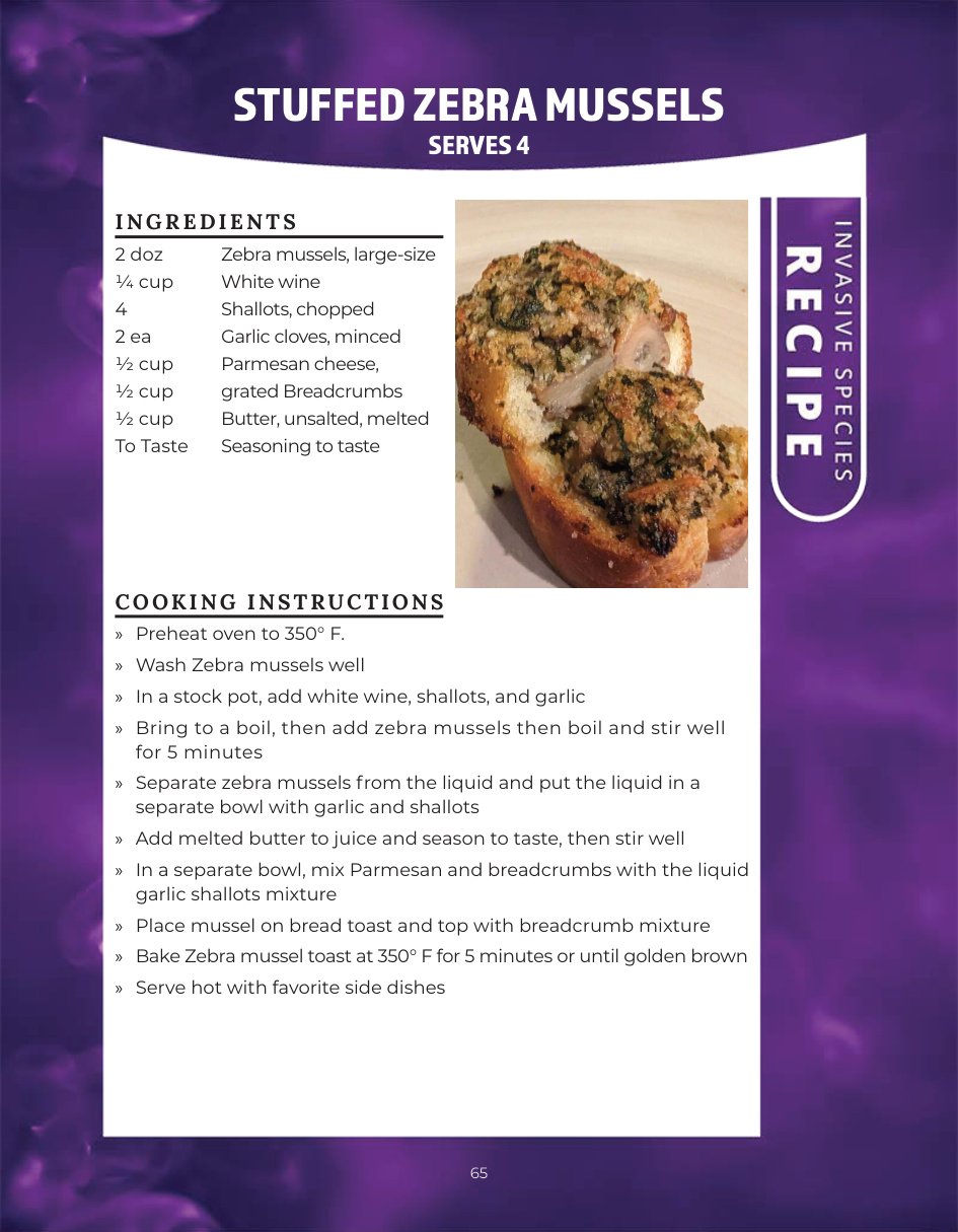 Original recipe page: STUFFED ZEBRA MUSSELS