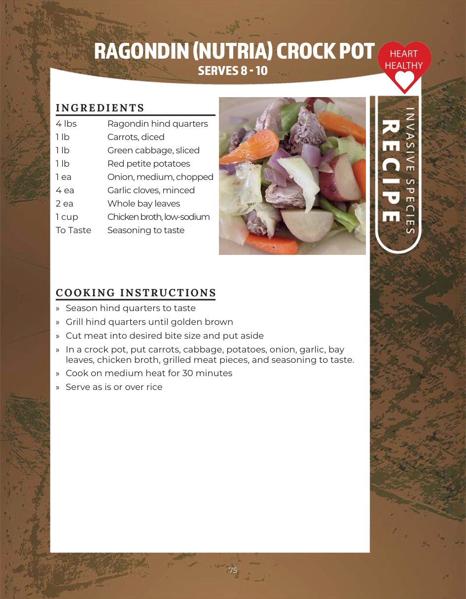 Original recipe page: RAGONDIN (NUTRIA) CROCK POT