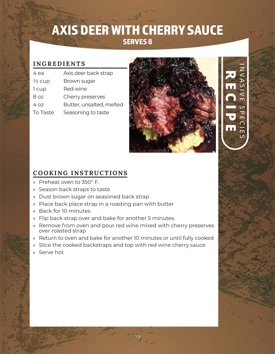 Original recipe page: AXIS DEER WITH CHERRY SAUCE